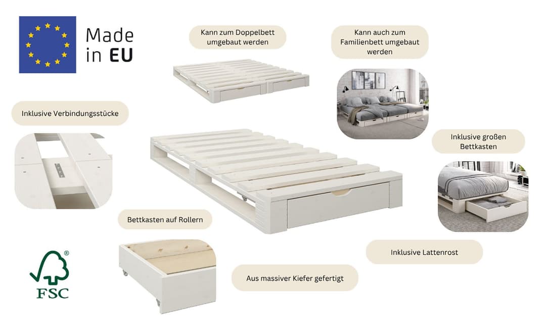 OTTO home Palettenbett ALASCO | Weiß