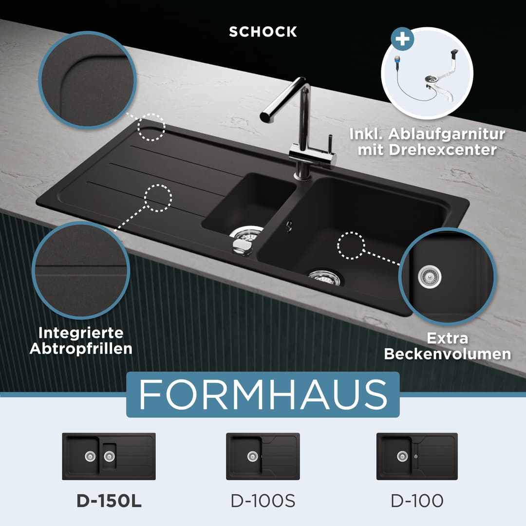 Schock Granitspüle Formhaus | Schwarz