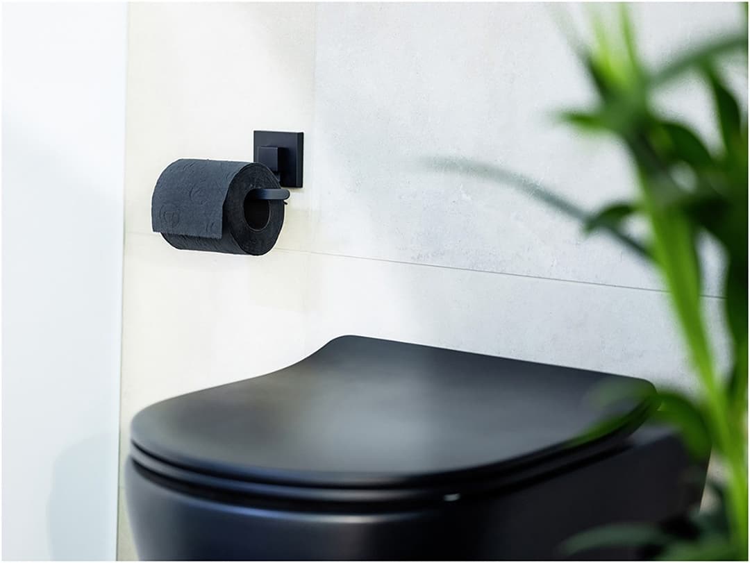 WENKO Toilettenpapierhalter Vacuum-Loc® Modell Quadro | Schwarz