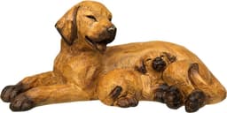 Ambiente Haus Dekofigur Hund mit Welpe, liegend | Braun