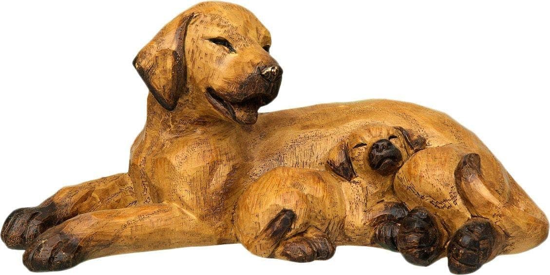 Ambiente Haus Dekofigur Hund mit Welpe, liegend | Braun