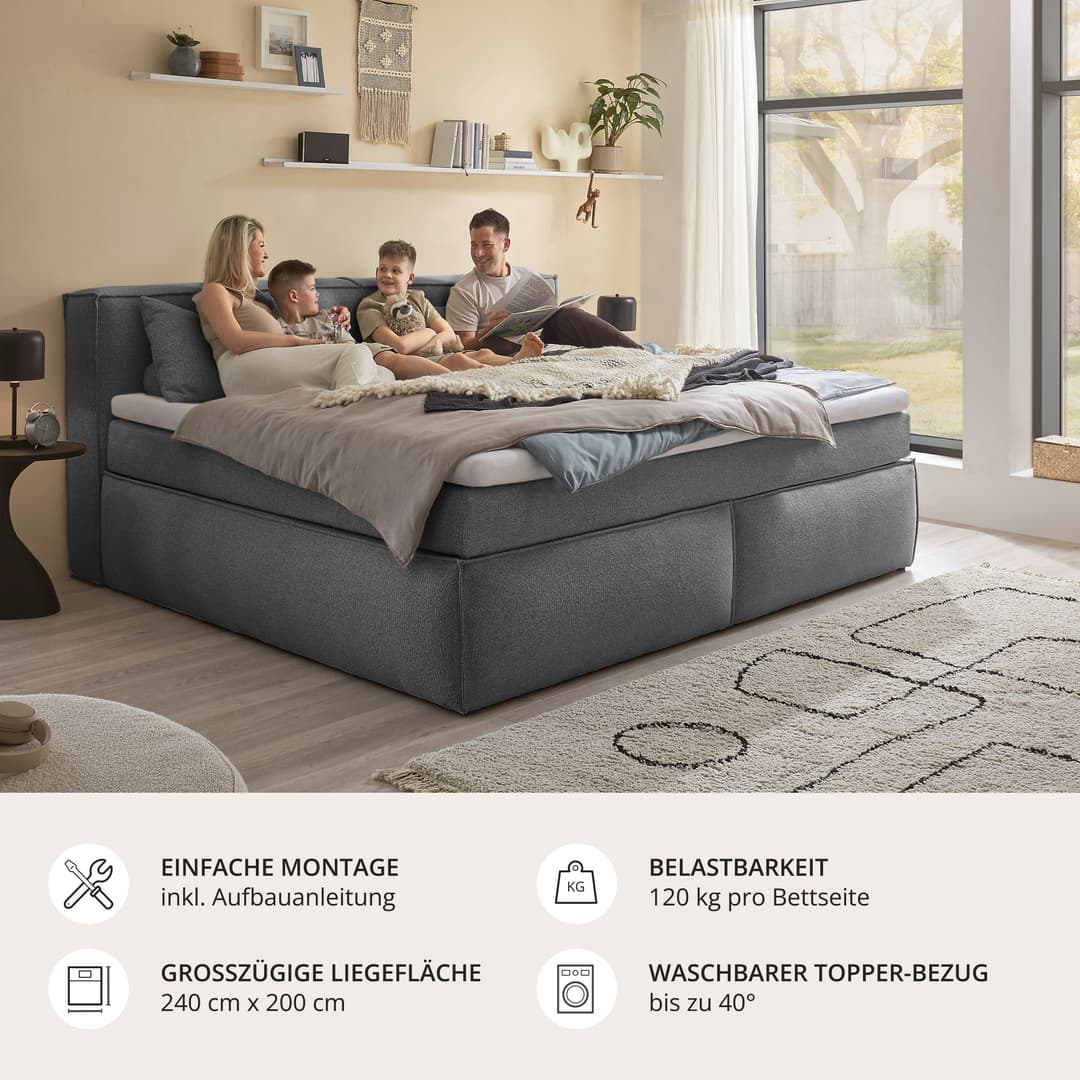 ED EXCITING DESIGN Boxspringbett Sandon | Grau