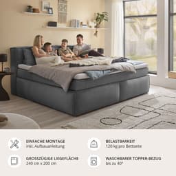 ED EXCITING DESIGN Boxspringbett Sandon | Grau