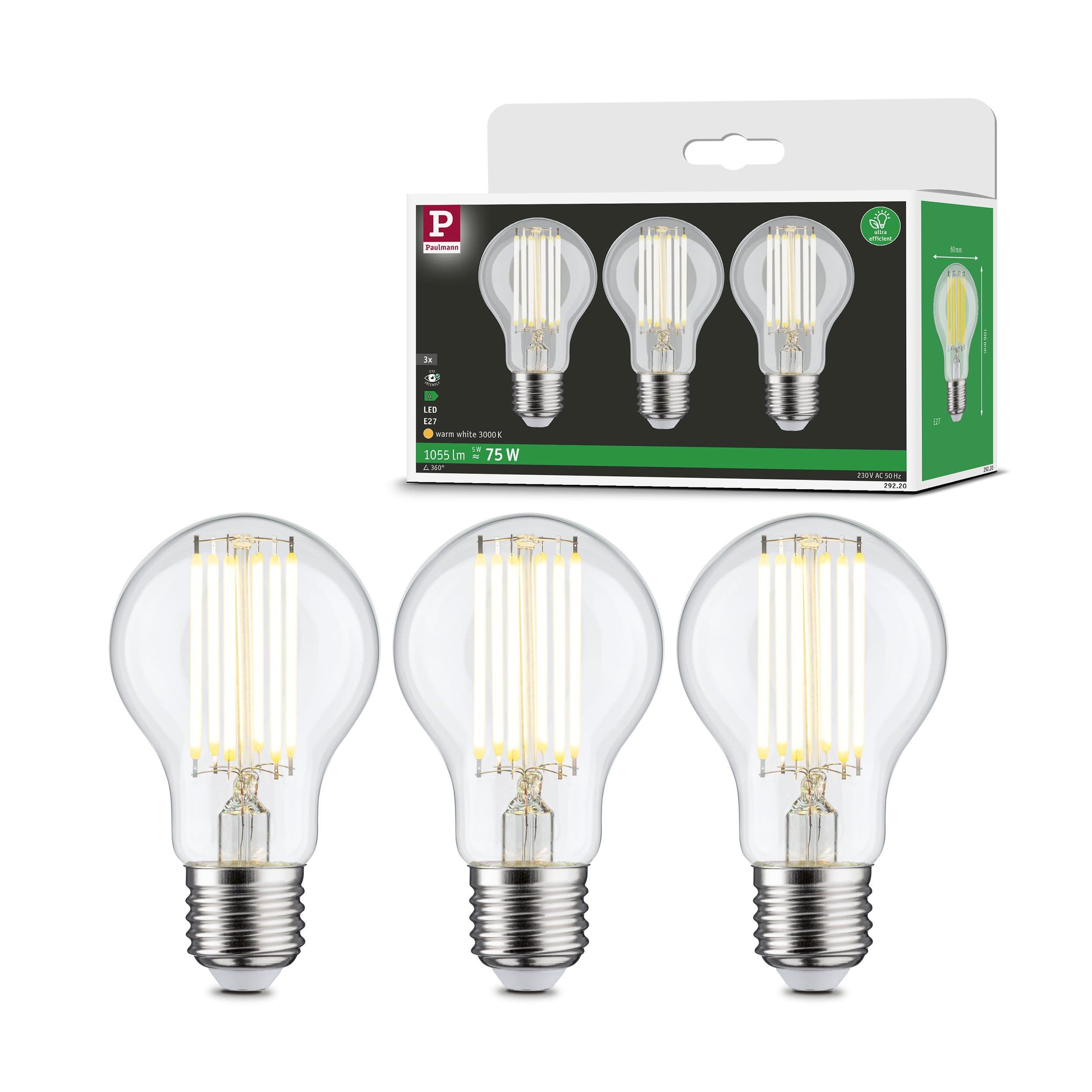 Paulmann LED-Leuchtmittel Eco-Line Filament 230V LED Birne E27 | Weiß