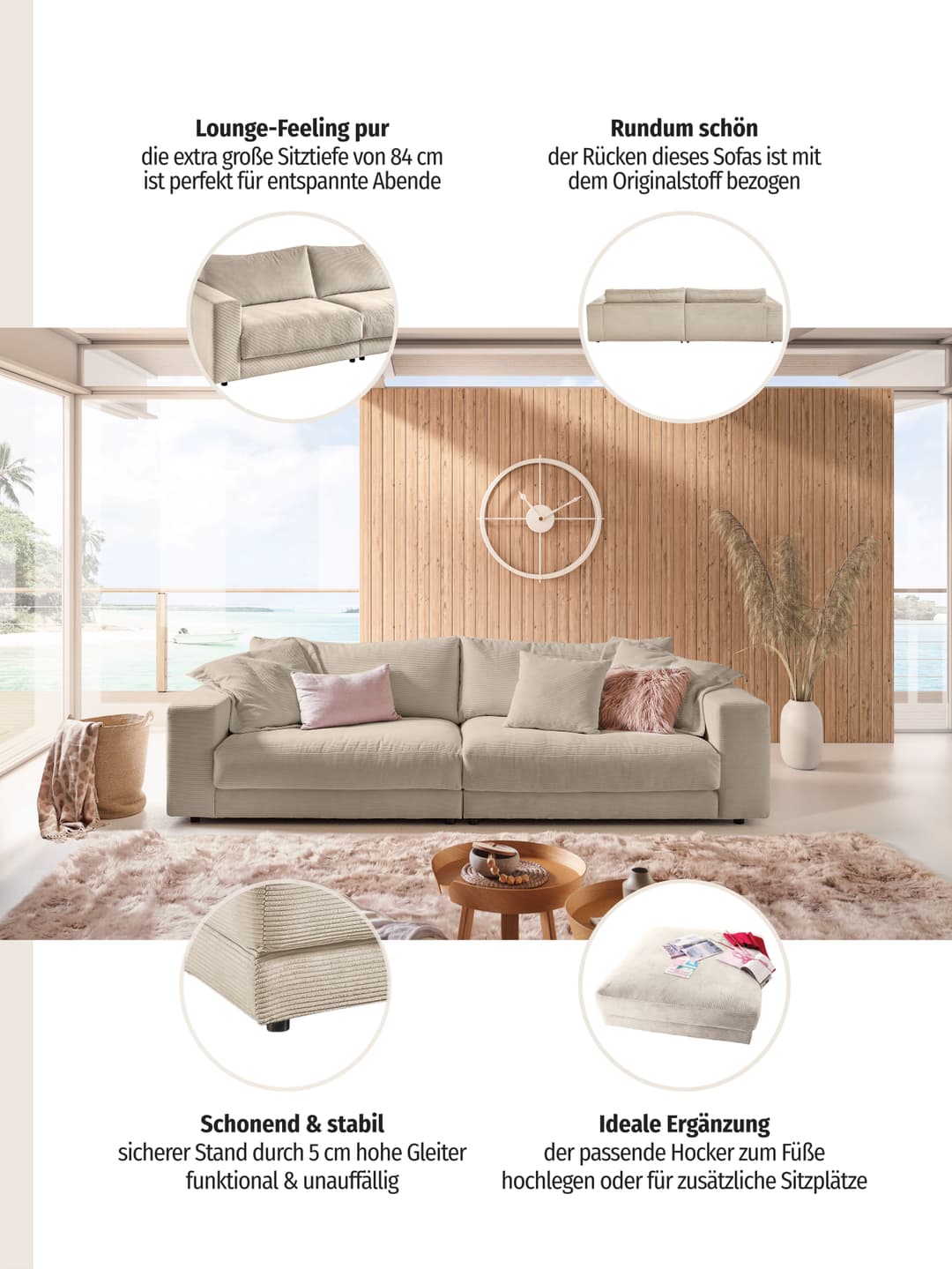 Home affaire Big-Sofa Enisa | Weiß