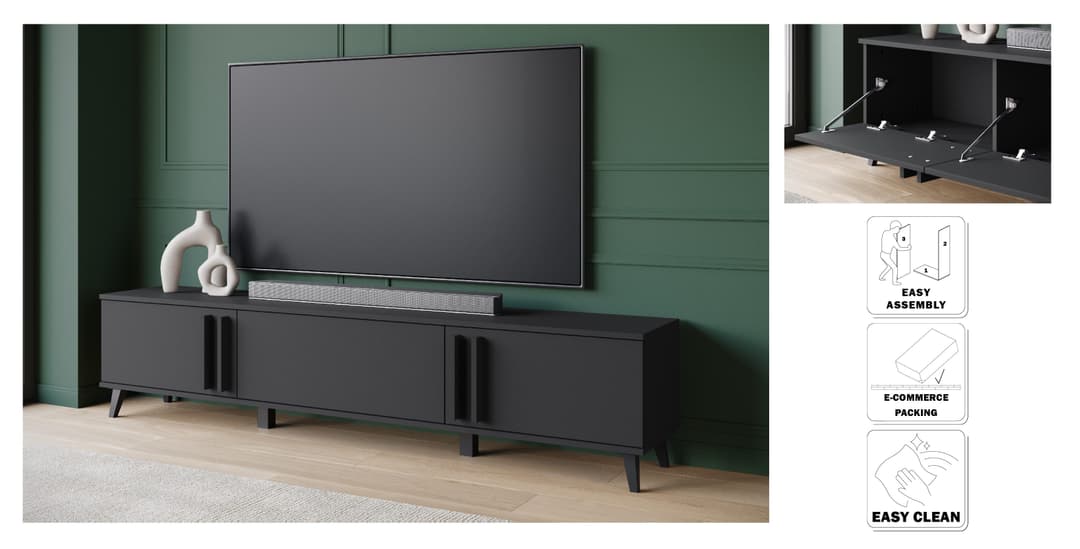 Home affaire Lowboard Helsinki TV-Kommode | Schwarz