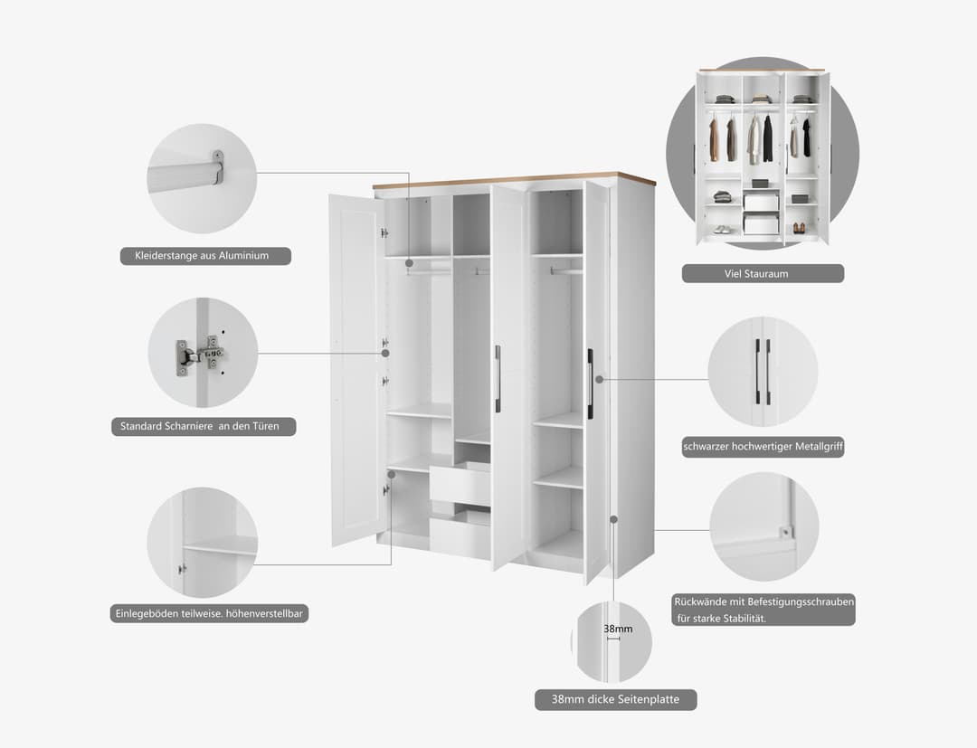 OTTO home Kleiderschrank Büsum | Weiß