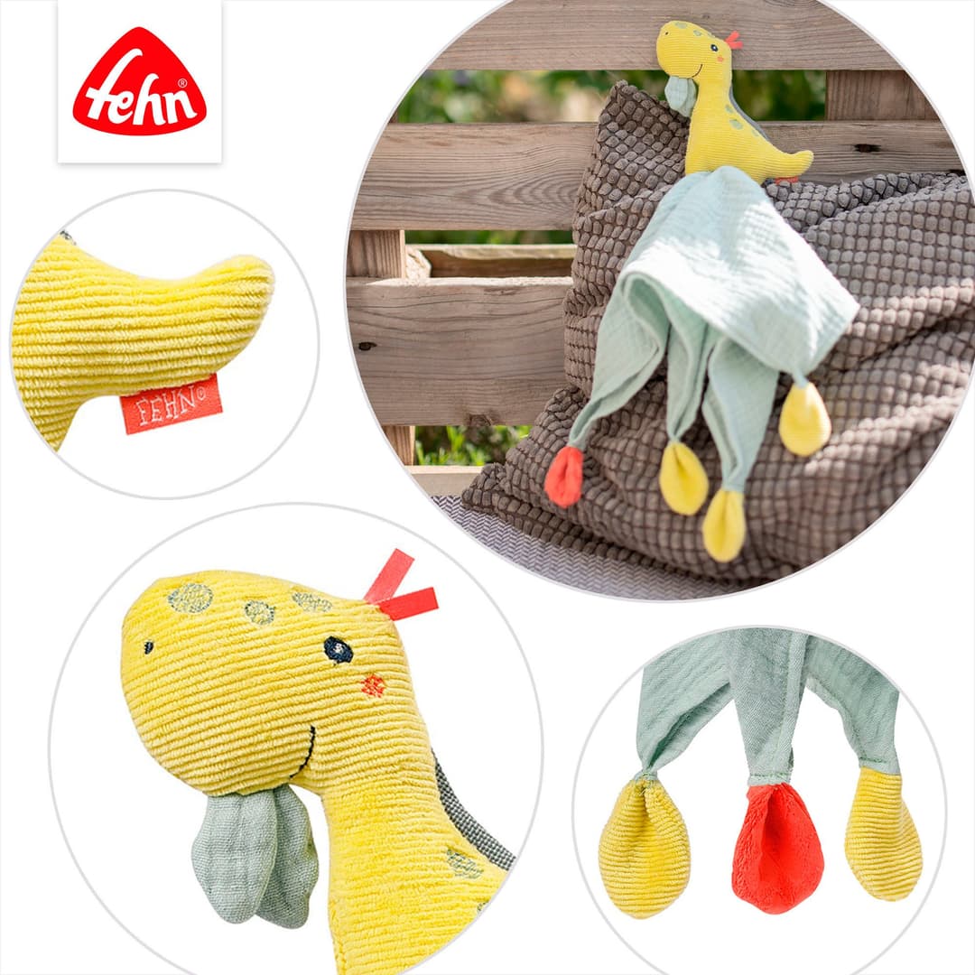 Fehn Kuscheltuch Happy Dino, Schmusetuch | Mehrfarbig