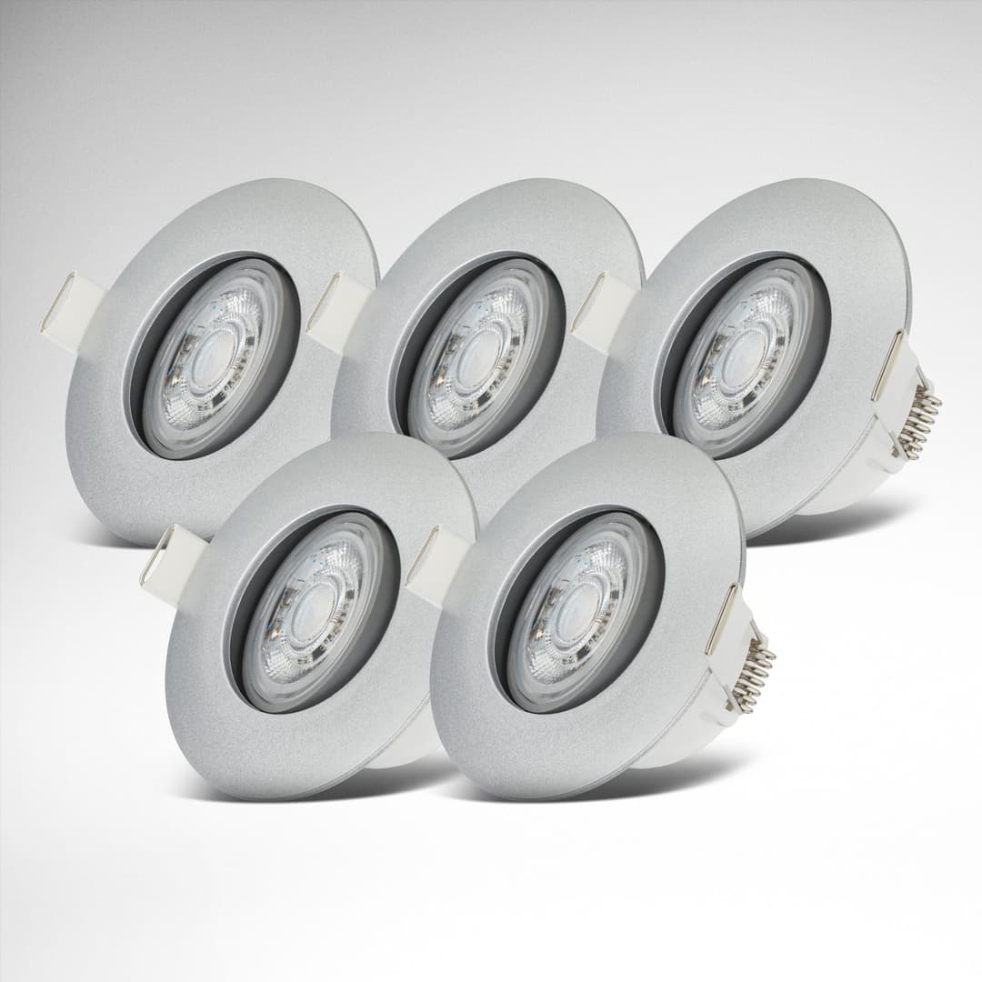 B.K.Licht LED Einbauleuchte 5er Set | Silber