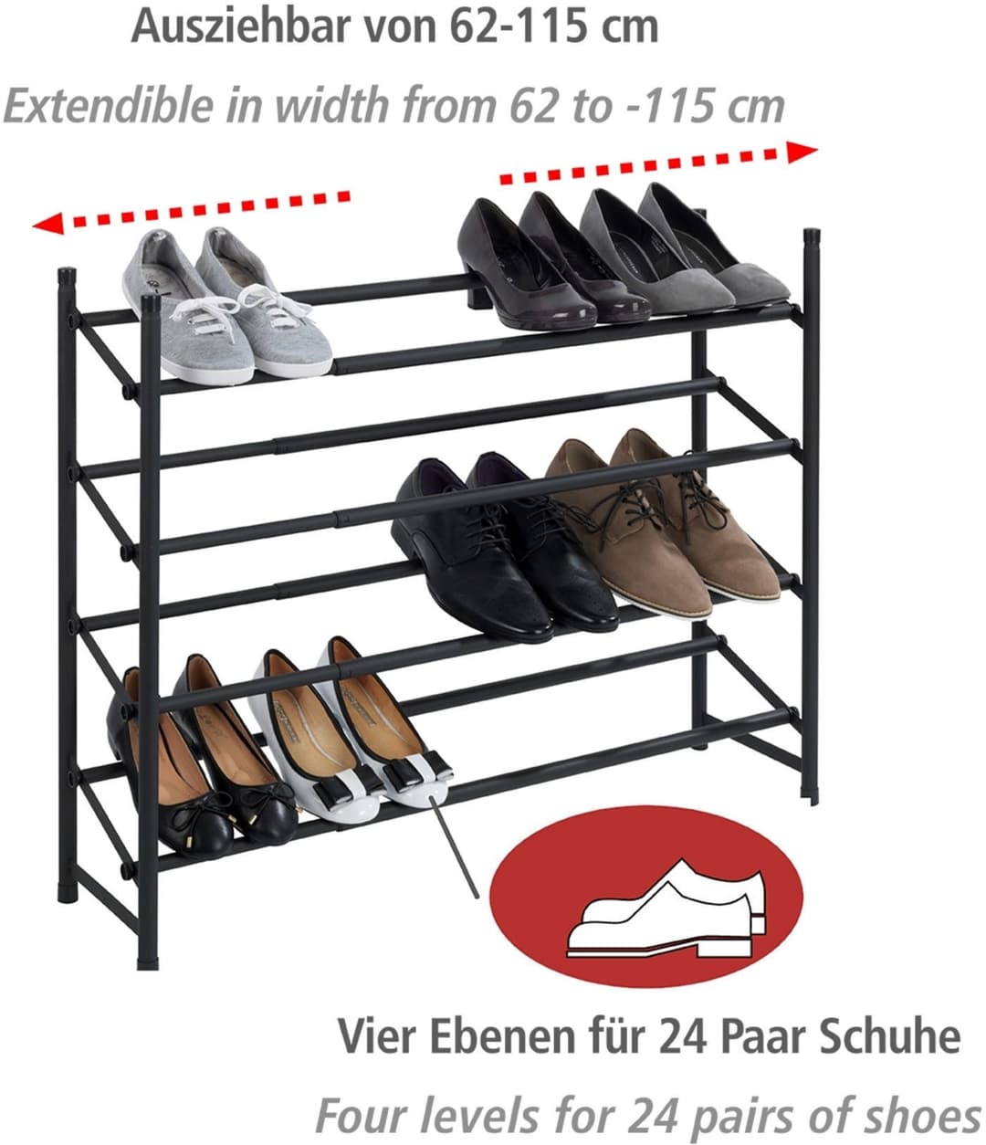 WENKO Schuhregal Hero | Schwarz