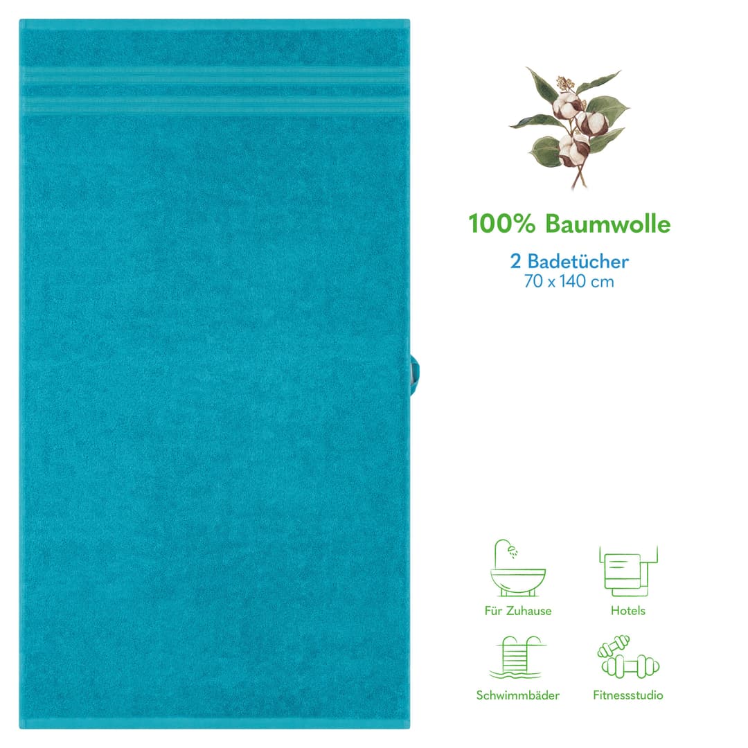 HAMMETEX Duschtuch 2er Set | Türkis