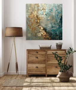 queence Acrylglasbild Goldenes Mosaik | Mehrfarbig