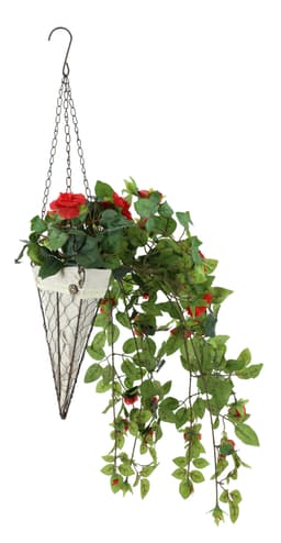 Künstlicher Rosenbusch im Korb | Rot