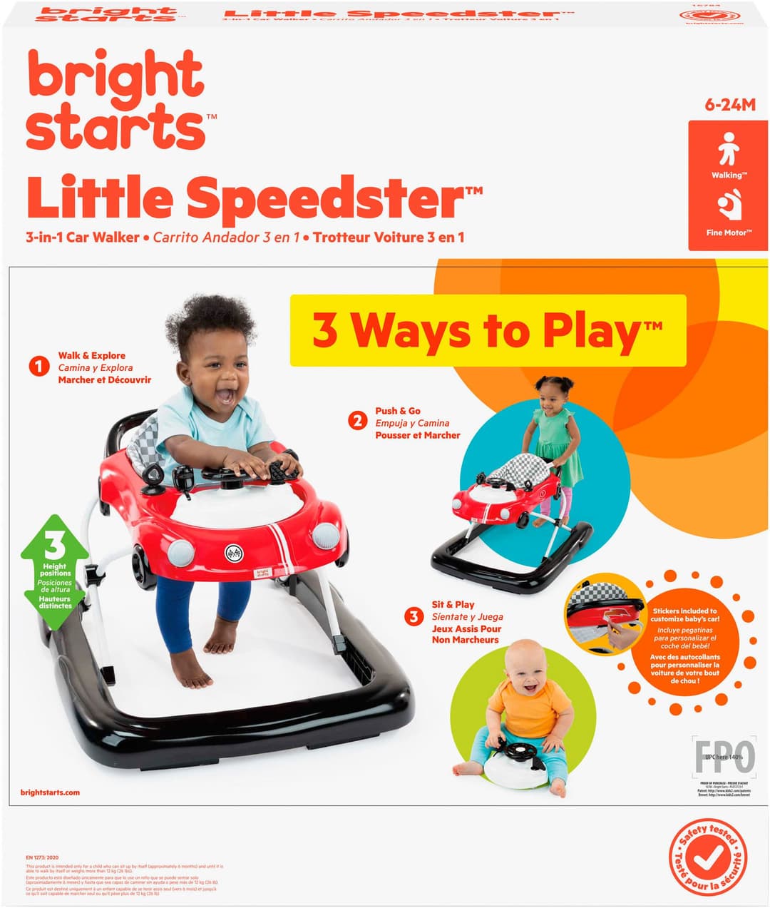 Bright Starts Lauflernhilfe Little Speedster™ 3-in-1 Car Walker – Rot