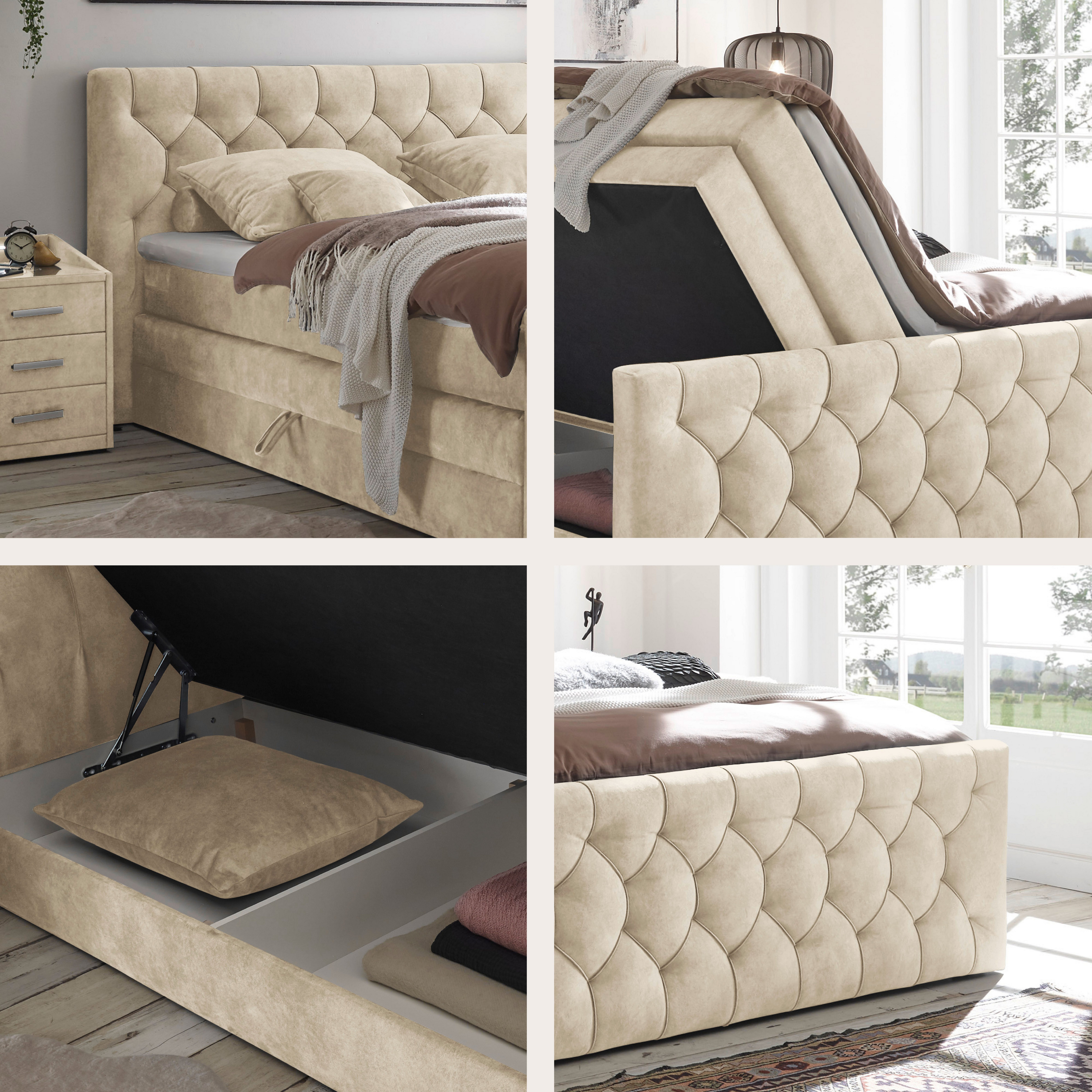 ED EXCITING DESIGN Boxspringbett "Cashfield" | Beige