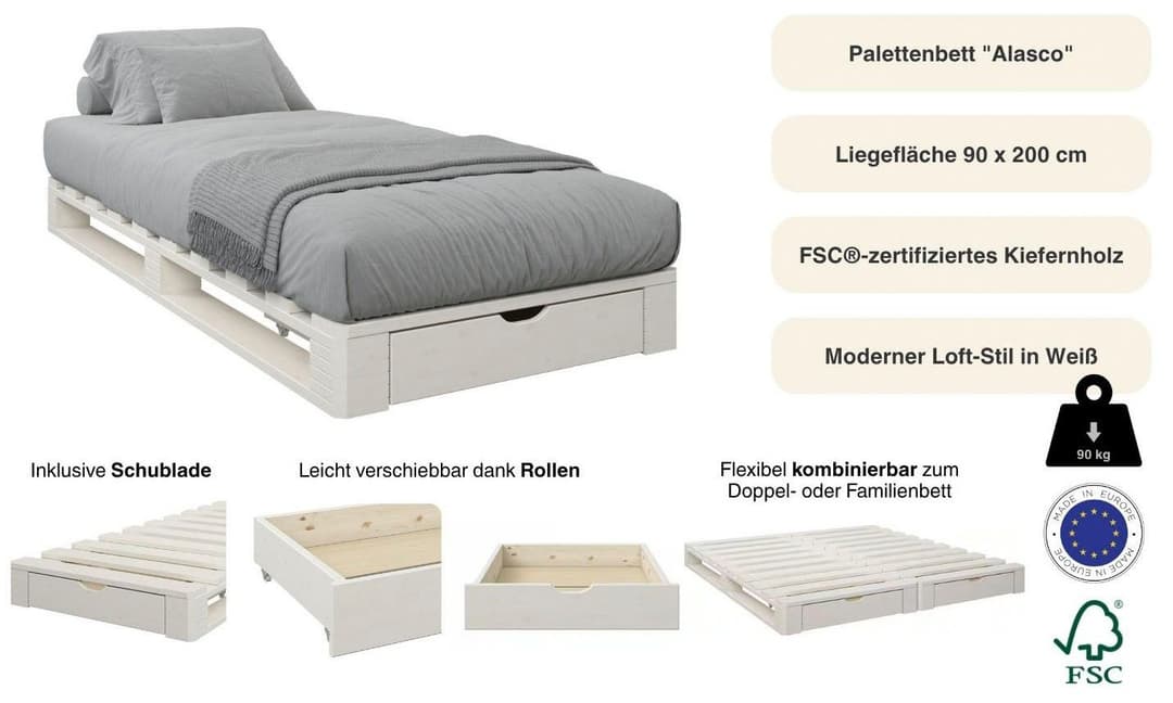 OTTO home Palettenbett ALASCO | Weiß
