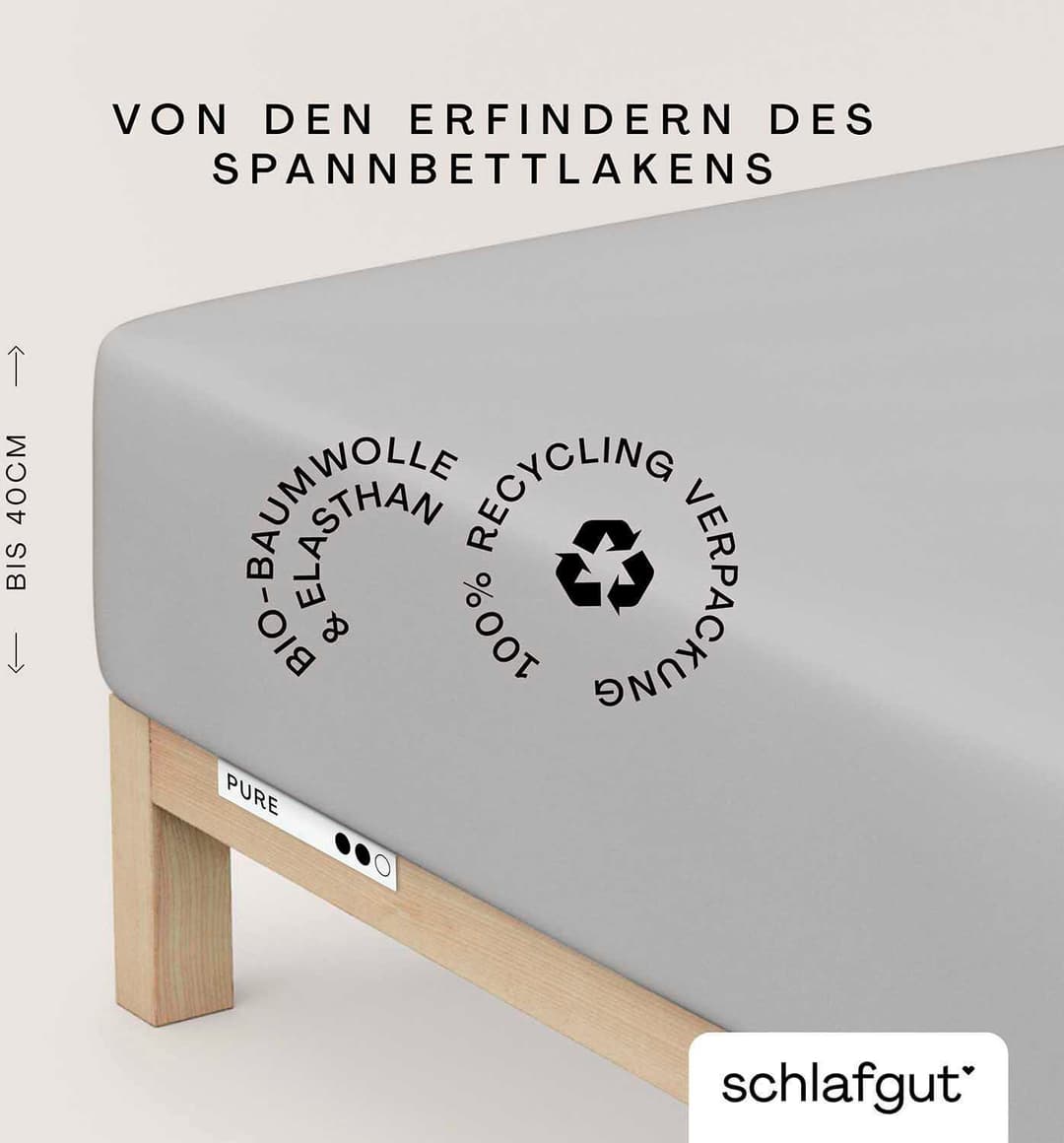 Schlafgut Spannbettlaken PURE BOXSPRING | Grau