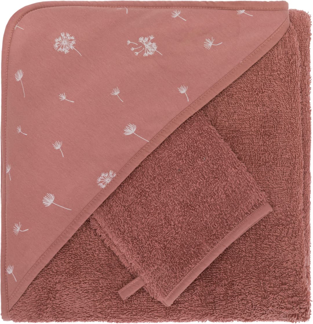 fillikid Kapuzenhandtuch mit Waschhandschuh | Rosa