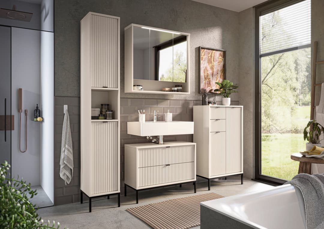 BASIC by Balculina Spiegelschrank Lucera | Weiß