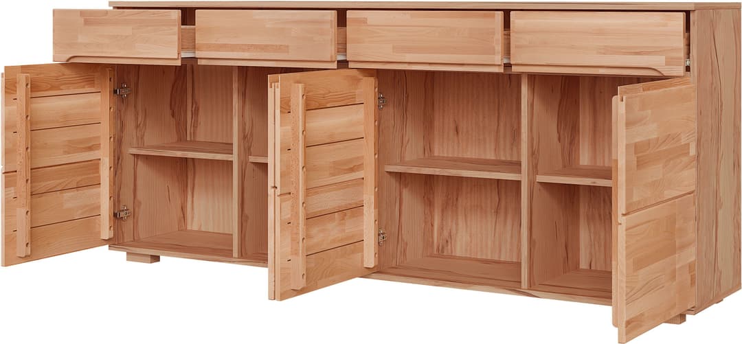 Sideboard VETRO Teilmassiv, Fronten Massivholz, Wohnzimmer, Stauraum,