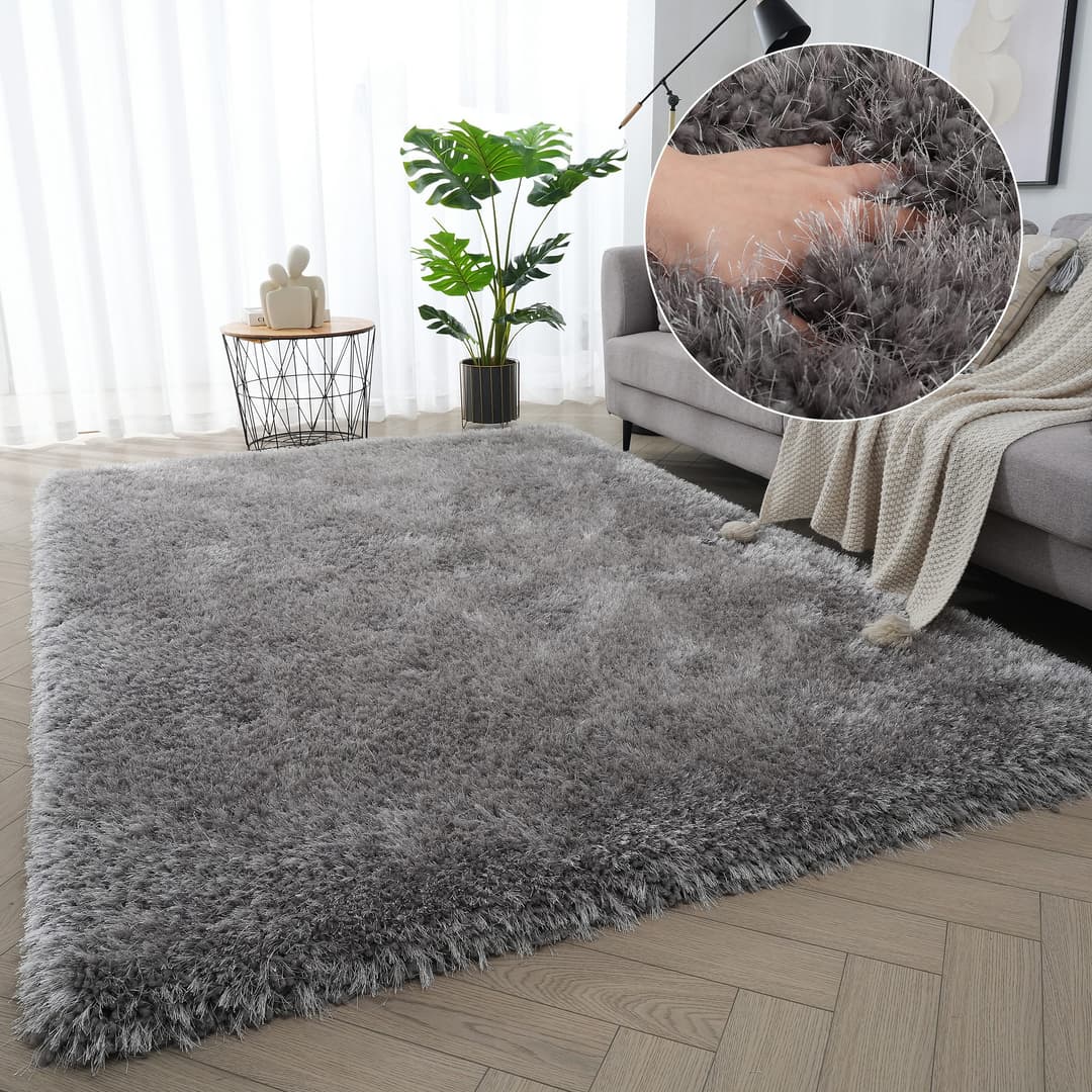 OTTO home Hochflor-Teppich Micro exclusiv | Grau