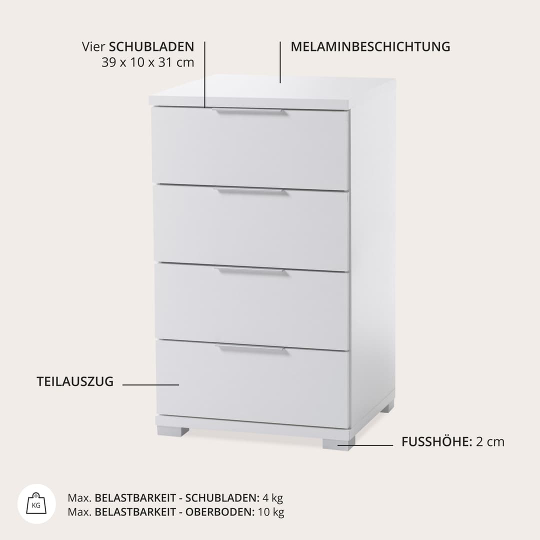Schlafkontor Nachtkommode Smilla | Weiß