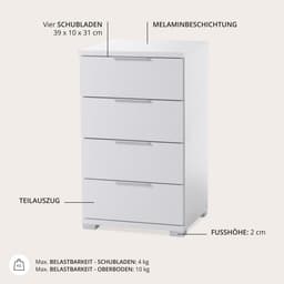 Schlafkontor Nachtkommode Smilla | Weiß