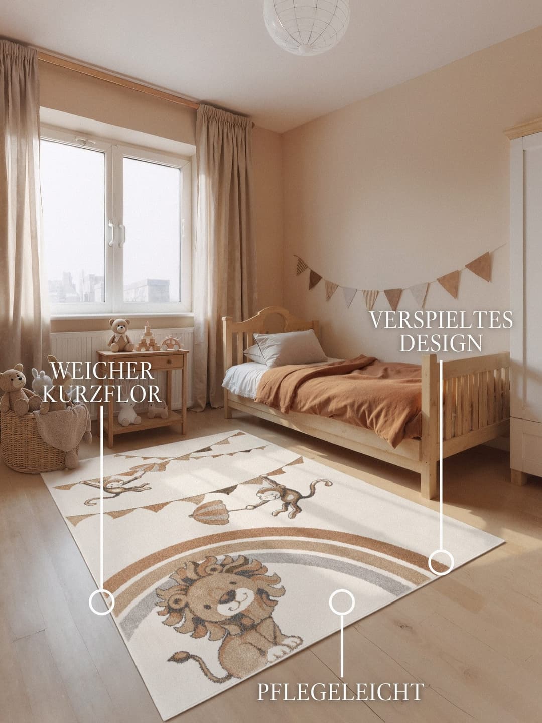 Villeroy & Boch Roar like a Lion Rainbow Party Kinderteppich | Beige