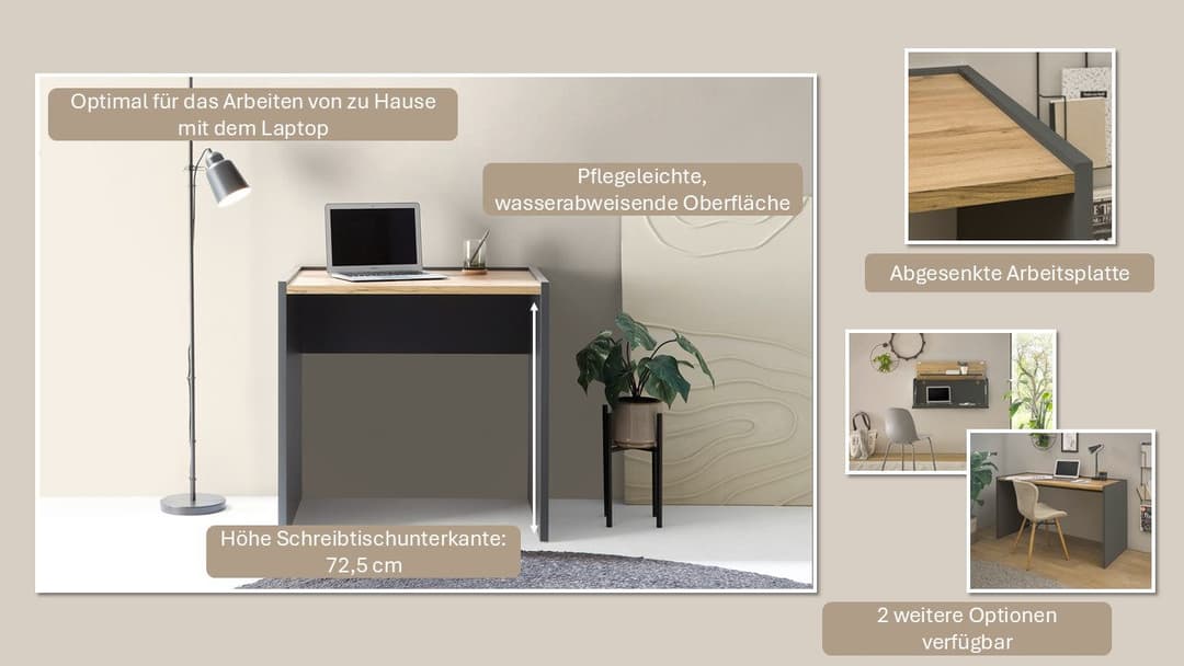 Home affaire Schreibtisch CiTY/GiRON | Braun