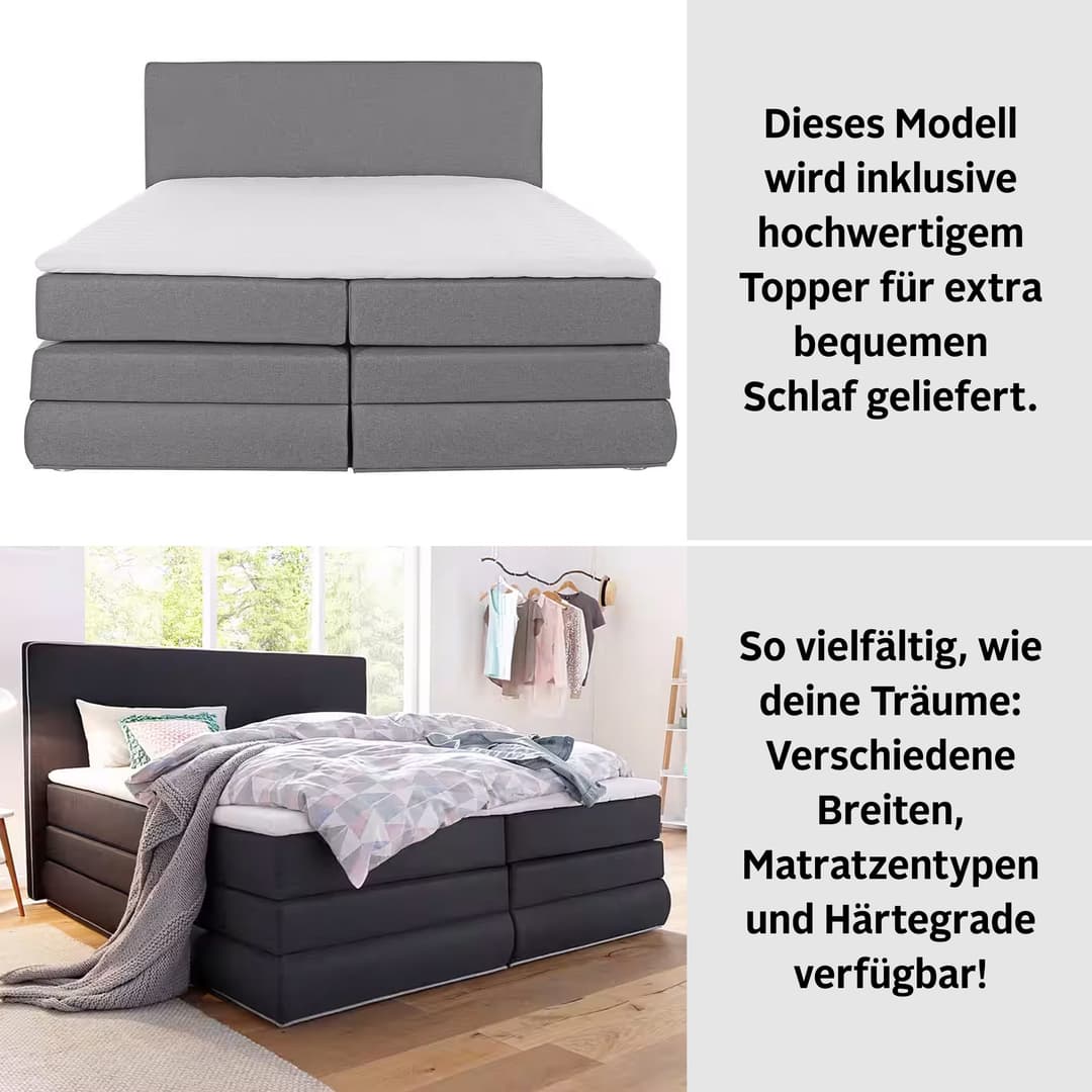 COLLECTION AB Boxspringbett Ninoni | Grau