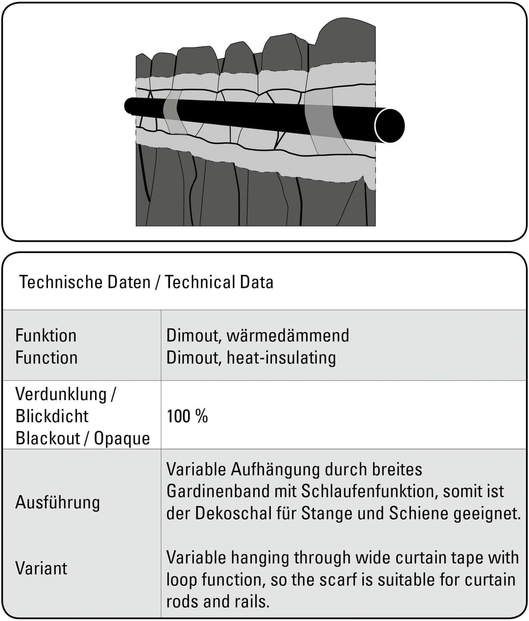 Sehlbach Gardine Schal Blackout Struktur | Beige