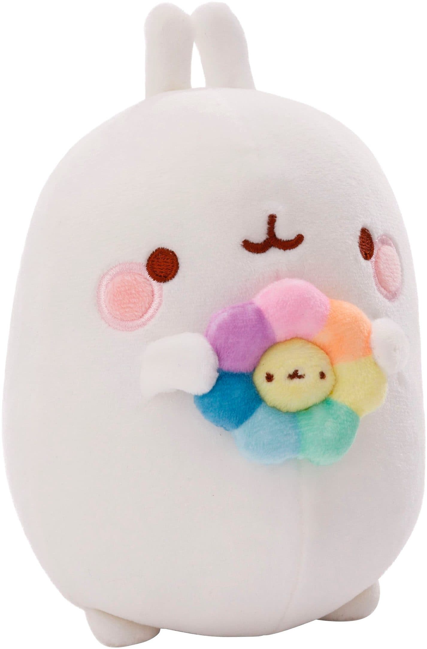 Nici Kuscheltier Molang mit Regenbogenblume | Weiß