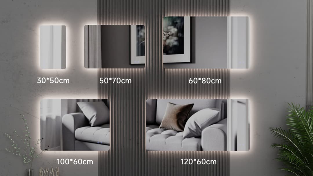 welltime LED-Lichtspiegel Toledo | Schwarz