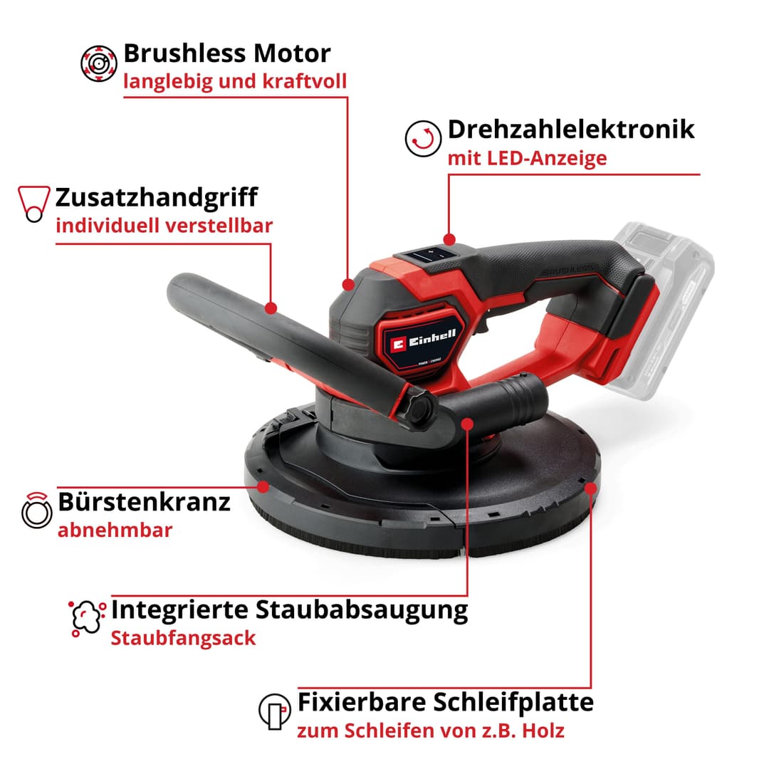 Einhell Akku-Trockenbauschleifer Professional TP-DWS 18/225 Li BL Solo