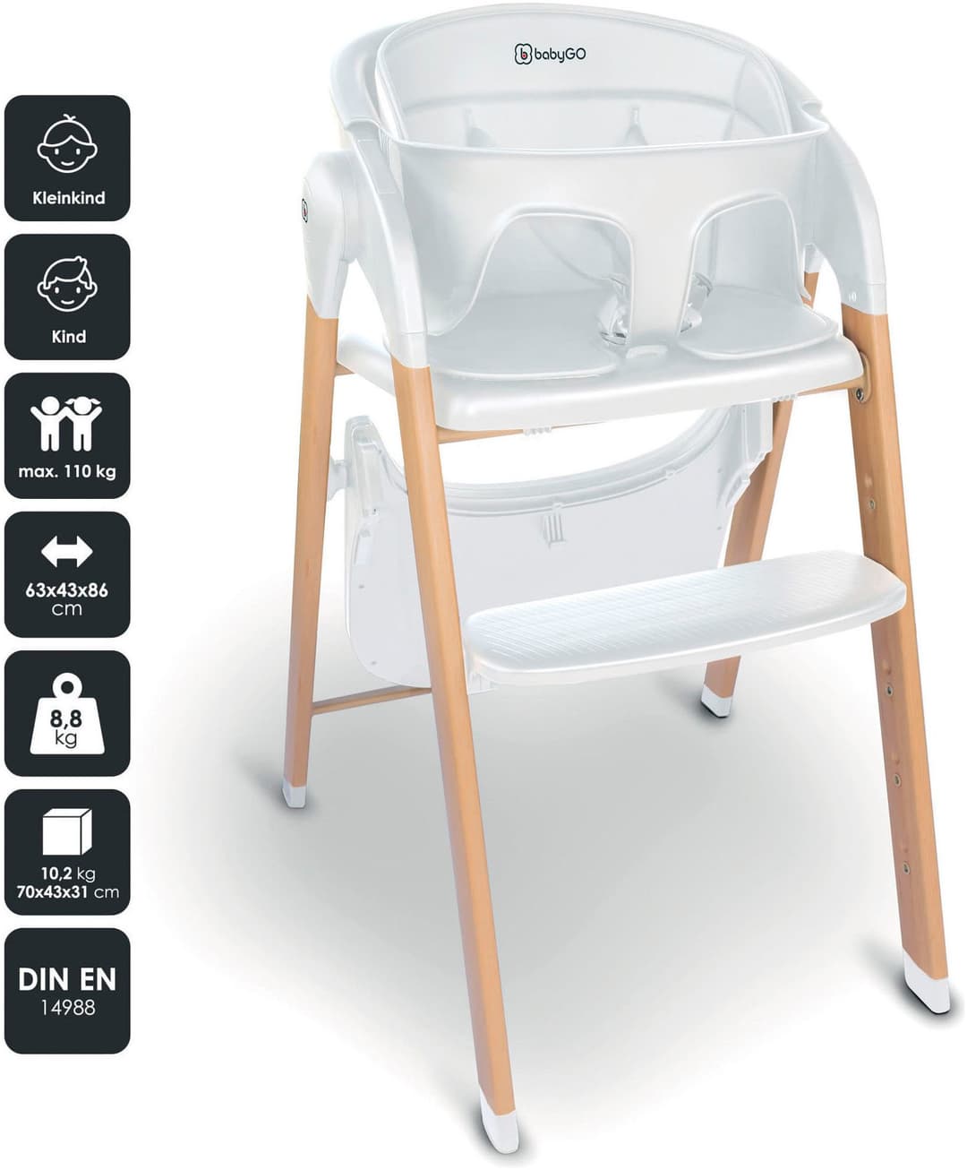 BabyGo Kombihochstuhl Levels | Weiß