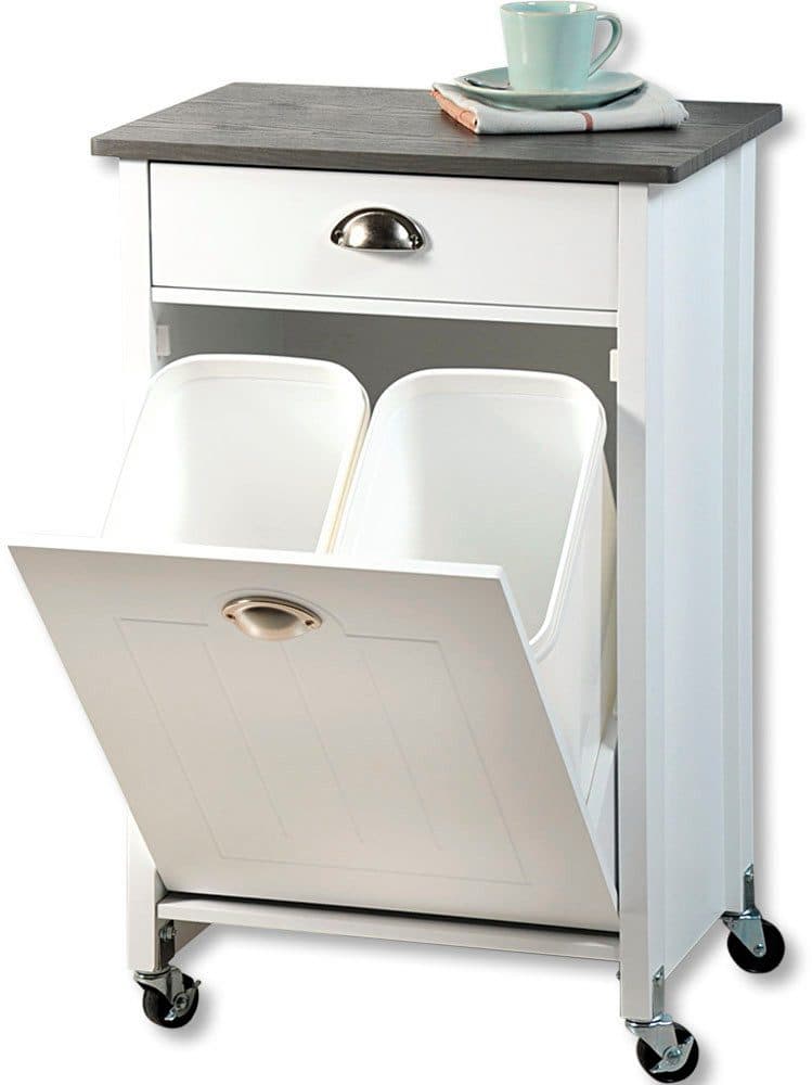 KESPER® Küchenwagen mit Abfalleimer | Weiß