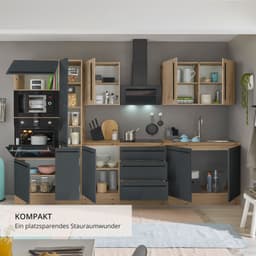 KOCHSTATION Küchenzeile Florida | Schwarz
