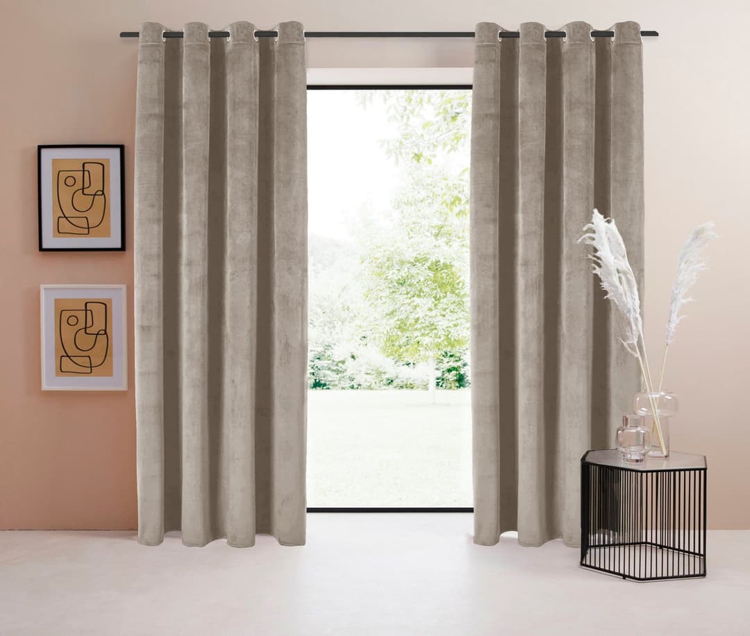 LeGer Home by Lena Gercke Vorhang Samt Ladina | Beige