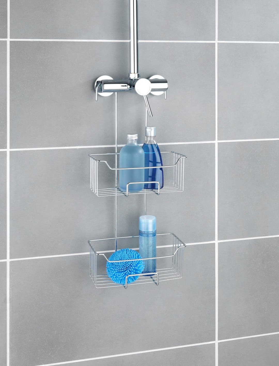 WENKO Duschablage Milo, 2 Etagen | Silber