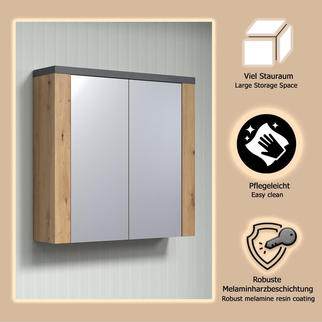 welltime Spiegelschrank Ambres | Holztöne