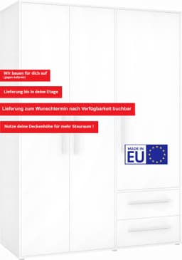 FORTE Kleiderschrank Mokkaris | Weiß
