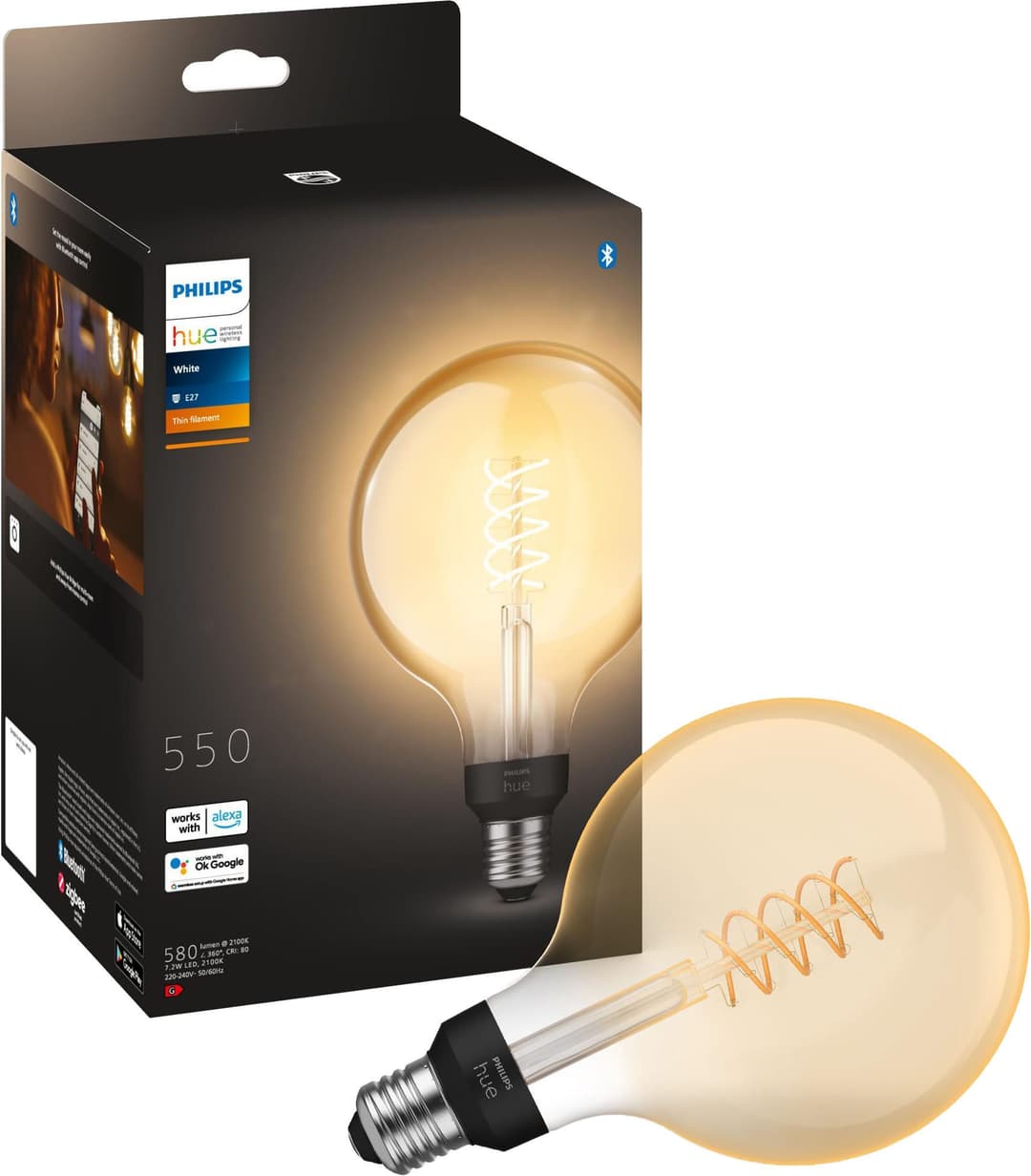 Philips Hue LED-Filament White Giant Globe G125 | Holztöne