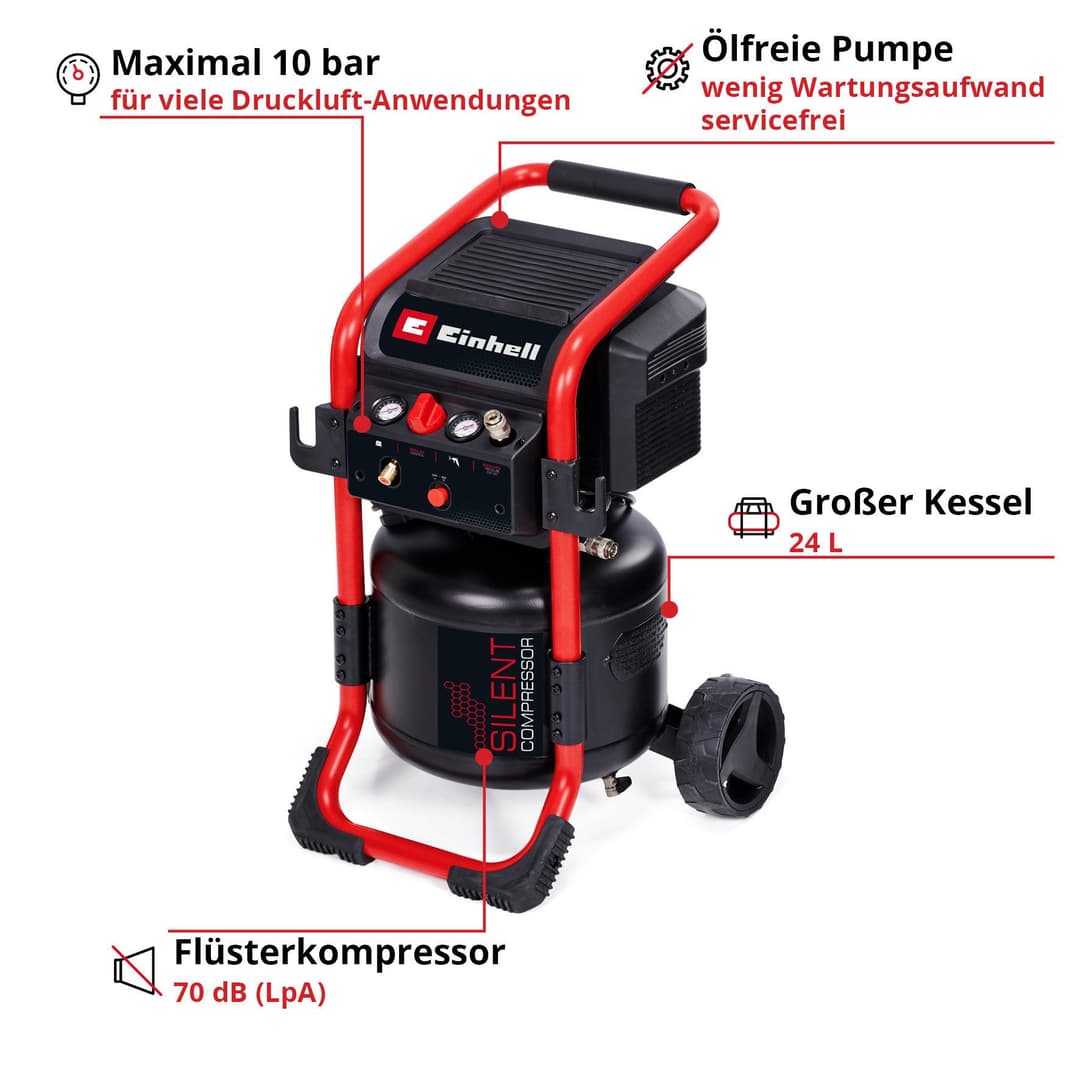 Einhell Kompressor TE-AC 240/24 Silent | Schwarz