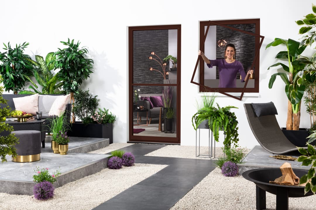 hecht international Insektenschutz-Fensterrahmen MASTER SLIM | Braun