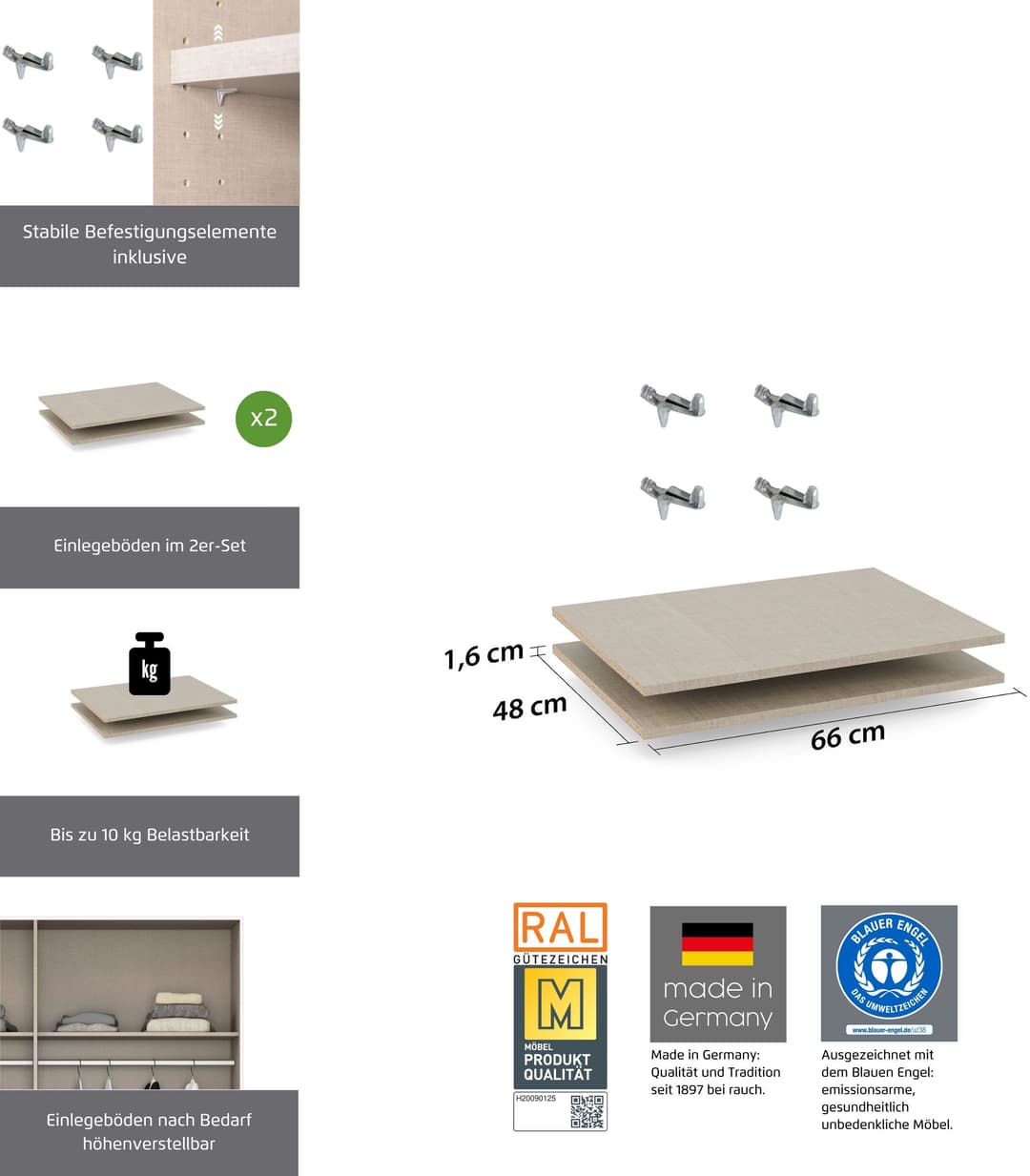 rauch Einlegeboden Zubehör für Rauch-Schwebetürenschränke | Beige
