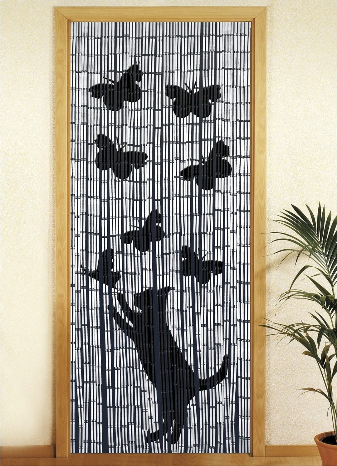 Maximex Türvorhang Katze und Schmetterling | Schwarz
