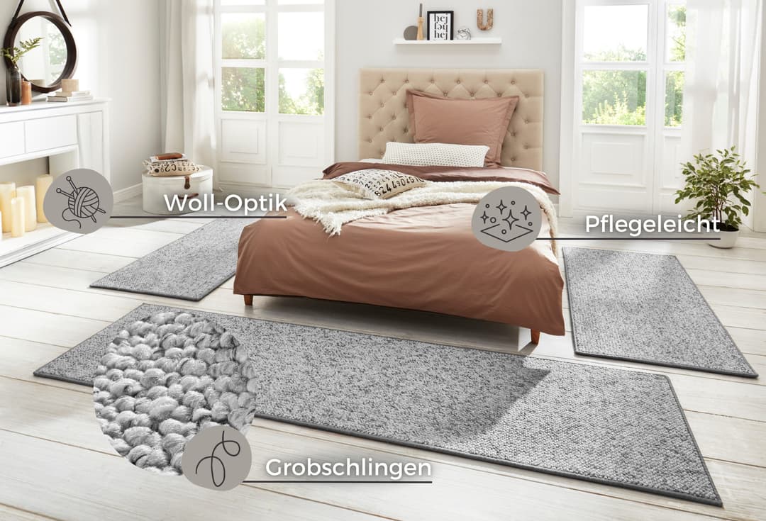 HANSE Home Wolly 2 Bettumrandung | Grau