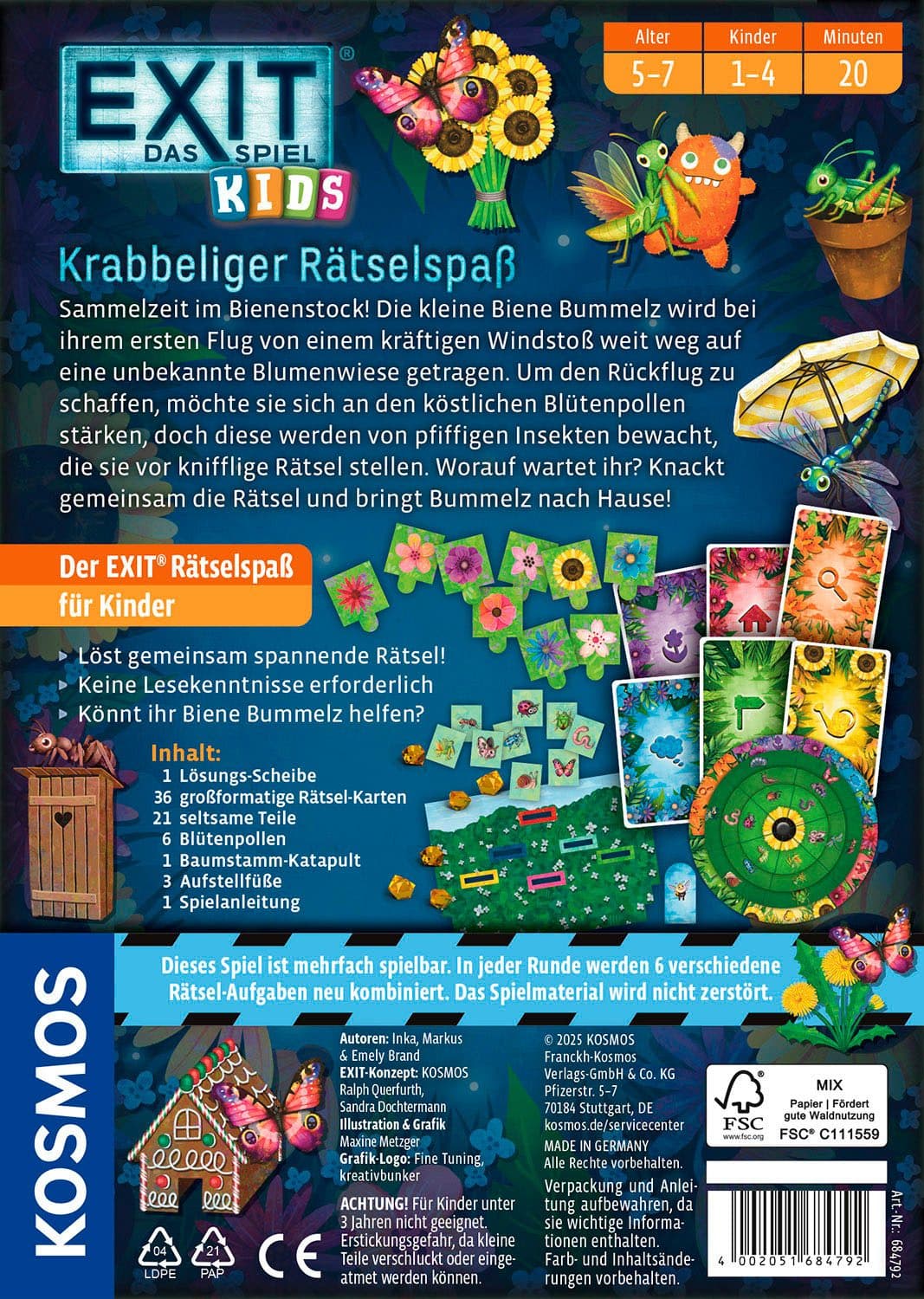 Kosmos Spiel EXIT® Kids Krabbeliger Rätselspaß | Mehrfarbig