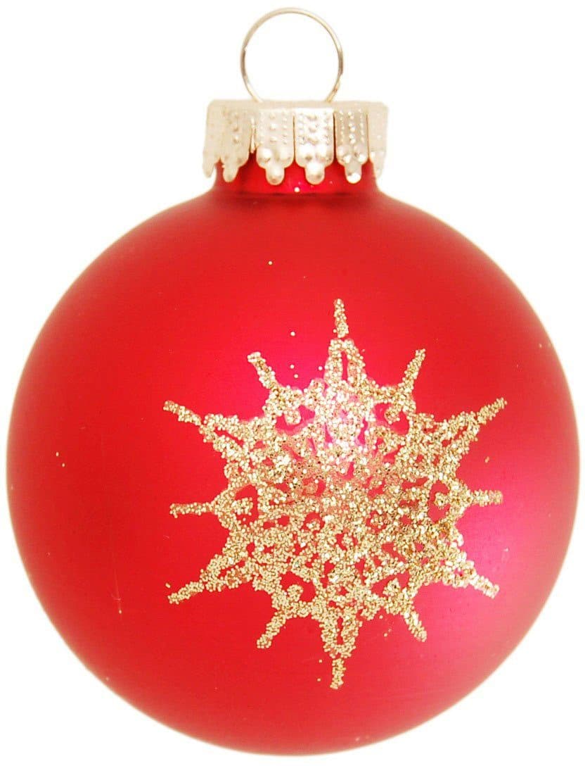 Krebs Glas Lauscha Weihnachtsbaumkugel Schneeflocke rot (16 St) | Rot