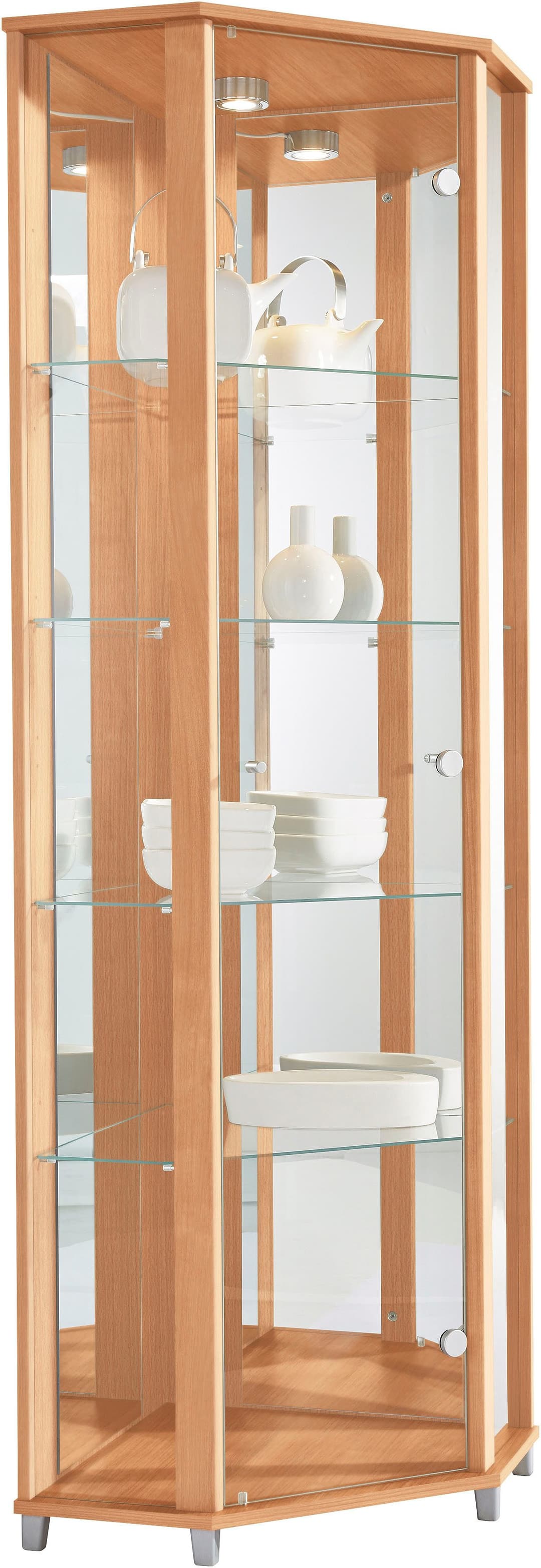 fif möbel Eckvitrine TRIO | Holztöne